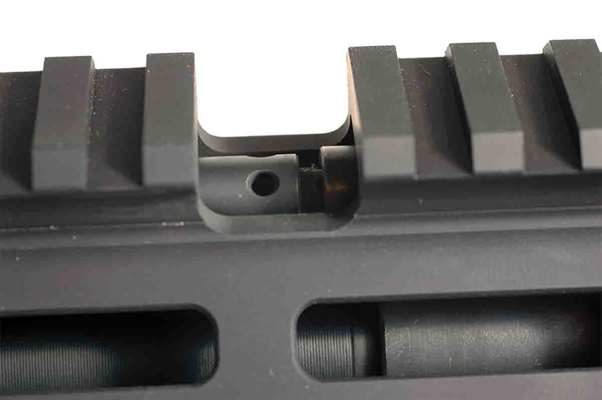 The Hunter’s gas block can be adjusted through a port in the top of the handguard.